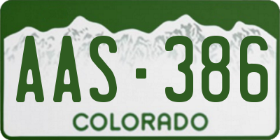 CO license plate AAS386