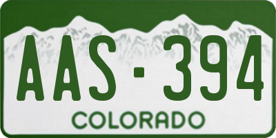 CO license plate AAS394