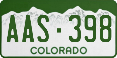 CO license plate AAS398