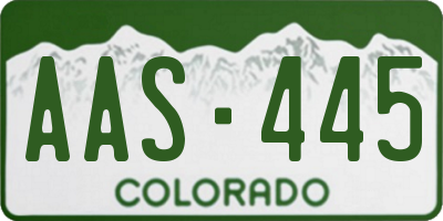 CO license plate AAS445