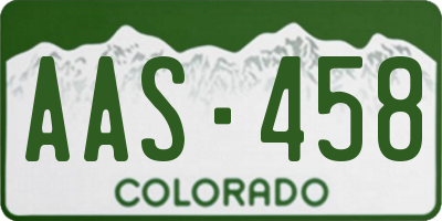 CO license plate AAS458