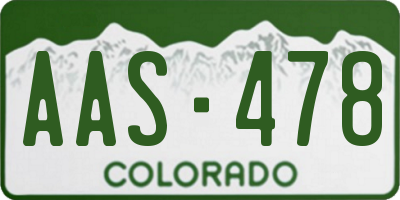 CO license plate AAS478