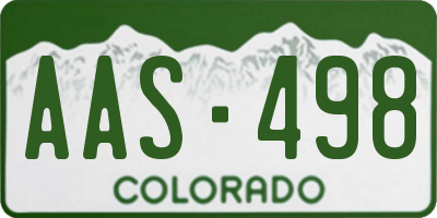 CO license plate AAS498