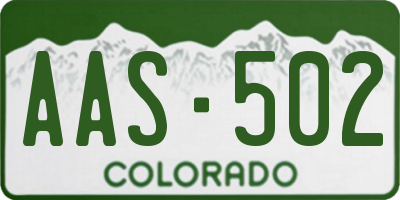 CO license plate AAS502