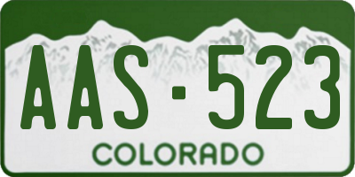 CO license plate AAS523