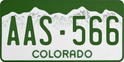 CO license plate AAS566