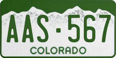CO license plate AAS567