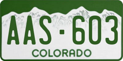 CO license plate AAS603