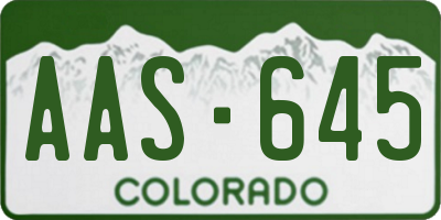CO license plate AAS645