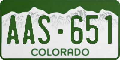 CO license plate AAS651