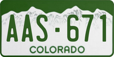 CO license plate AAS671