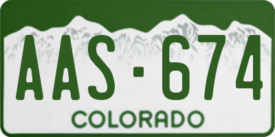 CO license plate AAS674