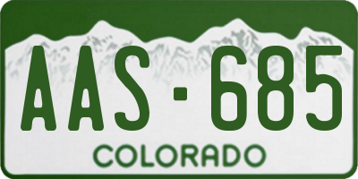 CO license plate AAS685