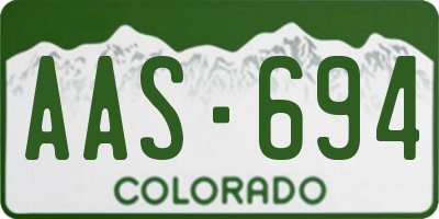 CO license plate AAS694