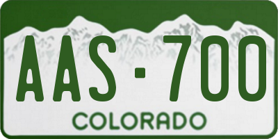 CO license plate AAS700