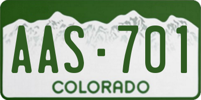 CO license plate AAS701
