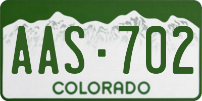 CO license plate AAS702