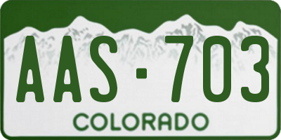 CO license plate AAS703