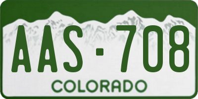 CO license plate AAS708