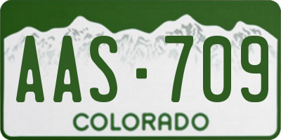 CO license plate AAS709