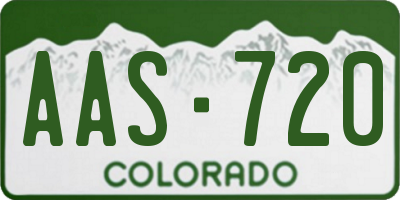 CO license plate AAS720
