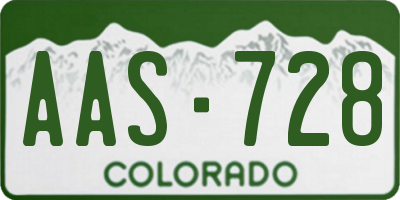 CO license plate AAS728