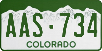 CO license plate AAS734