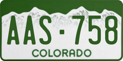 CO license plate AAS758