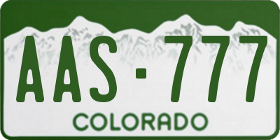 CO license plate AAS777