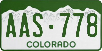 CO license plate AAS778