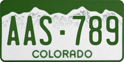CO license plate AAS789