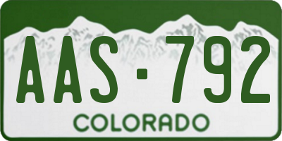 CO license plate AAS792
