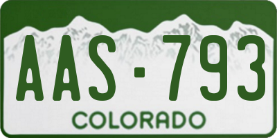 CO license plate AAS793