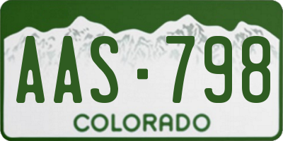 CO license plate AAS798