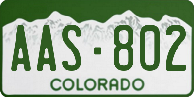 CO license plate AAS802