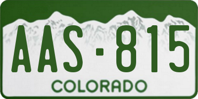 CO license plate AAS815