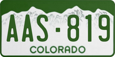 CO license plate AAS819