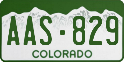 CO license plate AAS829