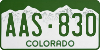 CO license plate AAS830