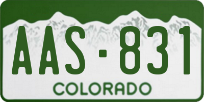 CO license plate AAS831
