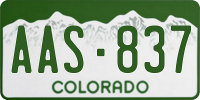 CO license plate AAS837