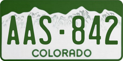 CO license plate AAS842