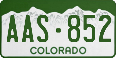 CO license plate AAS852