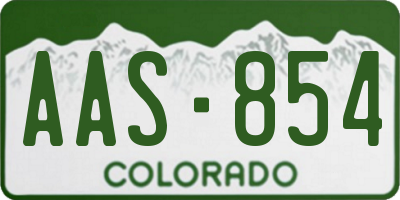 CO license plate AAS854
