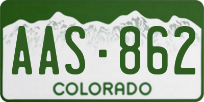 CO license plate AAS862