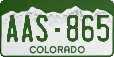 CO license plate AAS865
