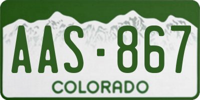 CO license plate AAS867