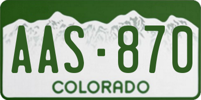 CO license plate AAS870