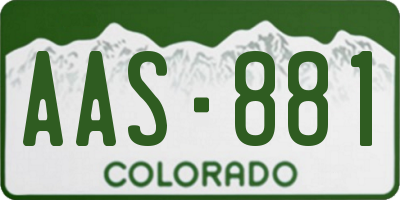 CO license plate AAS881