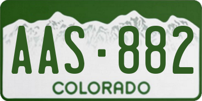 CO license plate AAS882